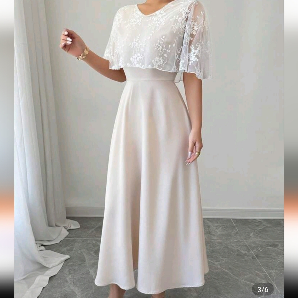 SHEIN Cream Satin Dress